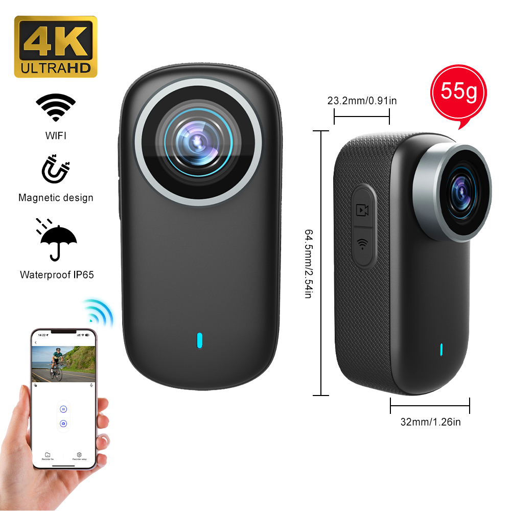 Camera Bag Waterproof - WiFi 4K Mini Thumb Camera Bodycam