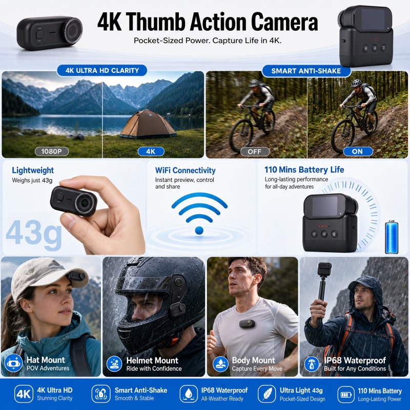 APEX Action 4K Camera  Mini PO - Camera Bag Waterproof 评论和价格