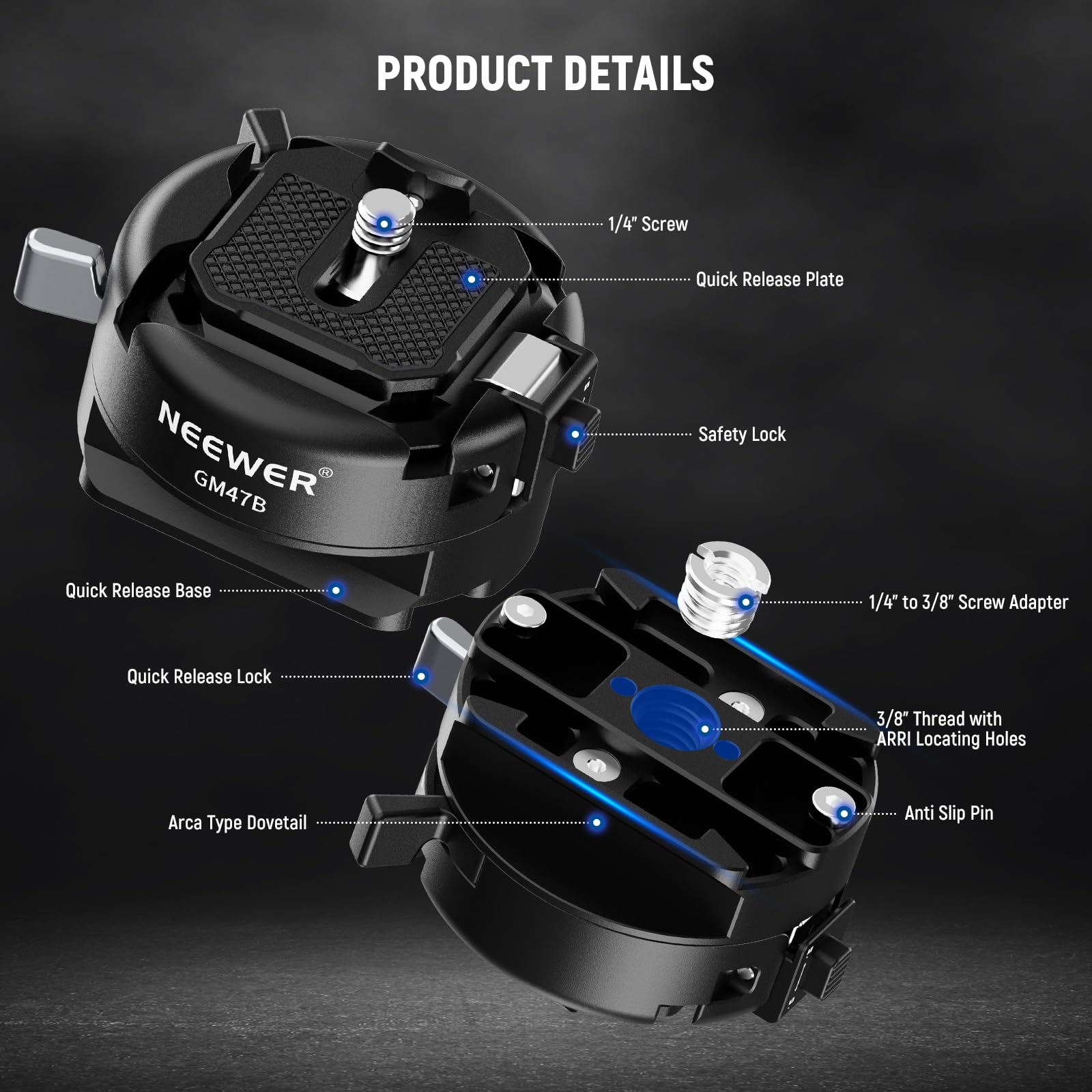 Neewer GM47 Quick Release Plat - Peak Design Clip 评论和价格